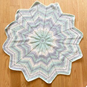 Handmade Crochet Star Baby Blanket 42" Pastel colors
